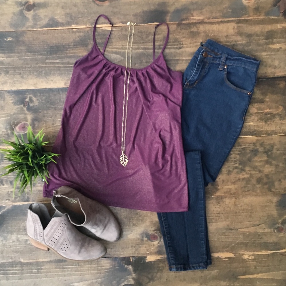 Purple gold flaked spaghetti strap top